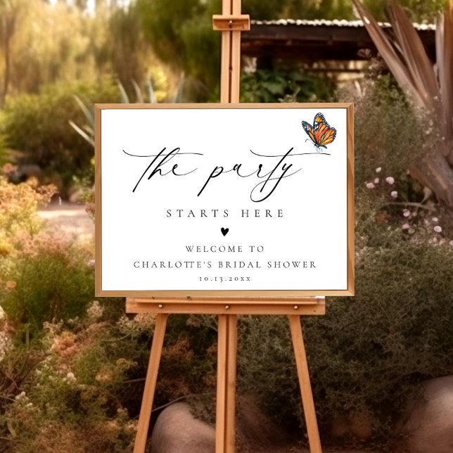 Elegant Minimalist Butterfly Bridal Shower Sign (Creator Uploaded)