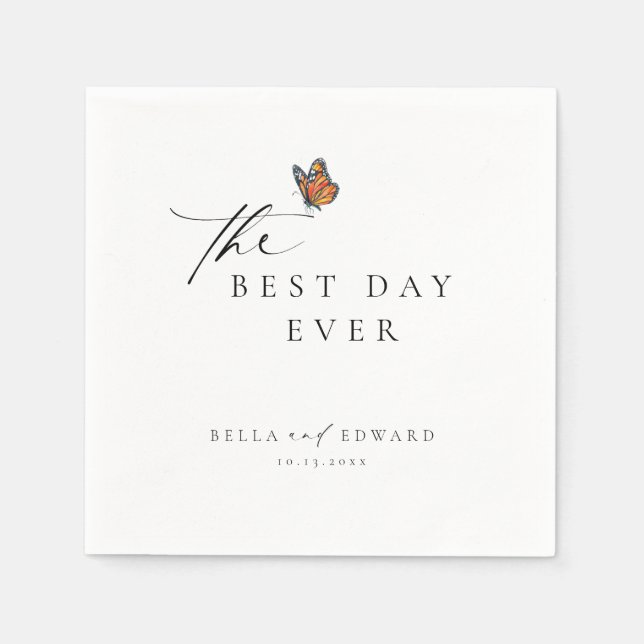 Elegant Minimalist Butterfly Wedding Napkin (Front)