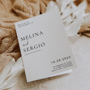 Elegant Minimalist Calligraphy Folded Wedding Program