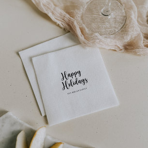 Elegant Minimalist Calligraphy Happy Holidays Napkin