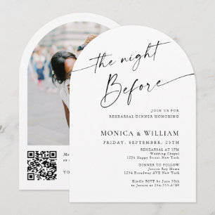 Elegant Minimalist Calligraphy Rehearsal Dinner Invitation