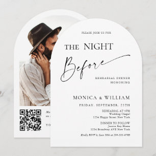 Elegant Minimalist Calligraphy Rehearsal Dinner Invitation