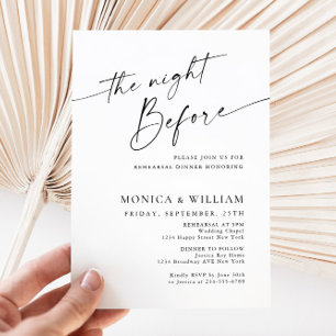Elegant Minimalist Calligraphy Rehearsal Dinner Invitation
