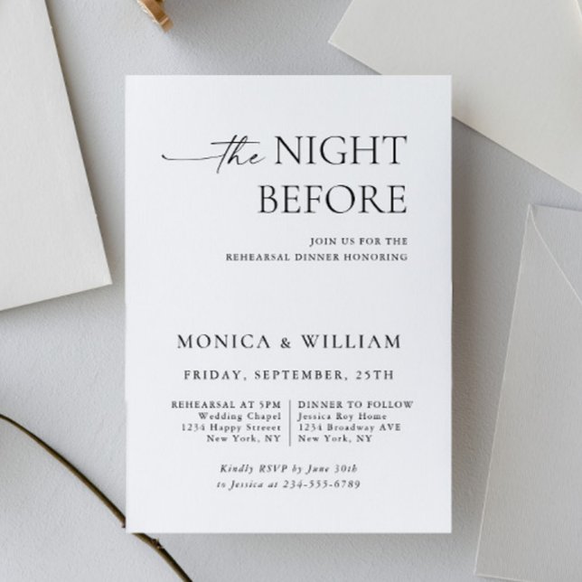 Elegant Minimalist Calligraphy Rehearsal Dinner Invitation (Creator Uploaded)