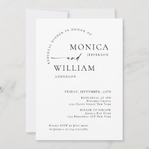 Elegant Minimalist Calligraphy Rehearsal Dinner Invitation