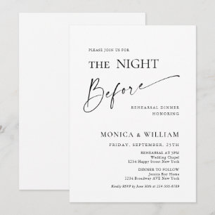 Elegant Minimalist Calligraphy Rehearsal Dinner Invitation