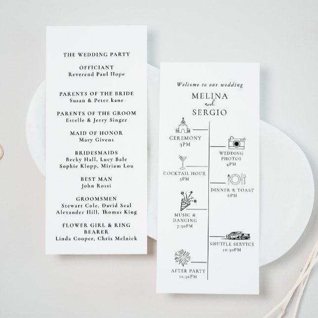 Elegant Minimalist Calligraphy Timeline Wedding Program (Creator Uploaded)