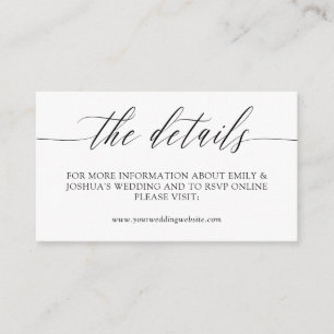 Elegant Minimalist Calligraphy Wedding Details Enclosure Card