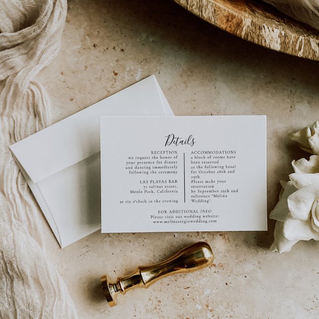 Elegant Minimalist Calligraphy Wedding Details Enclosure Card (Creator Uploaded)