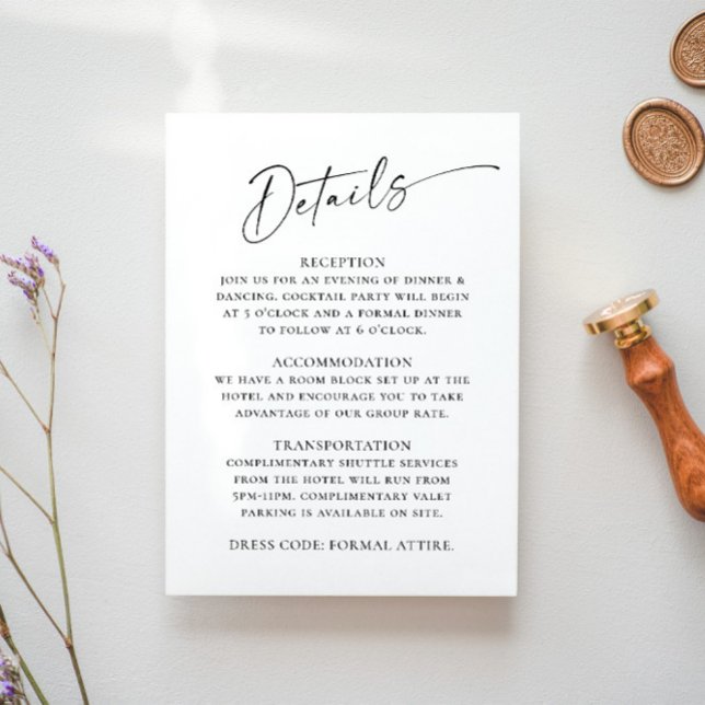 Elegant Minimalist Calligraphy Wedding Details Enclosure Card (Creator Uploaded)