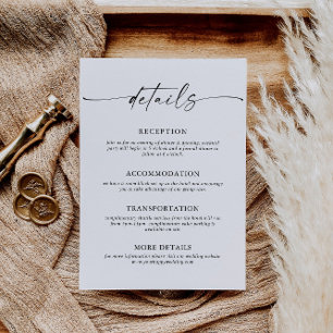 Elegant Minimalist Calligraphy Wedding Details Enclosure Card