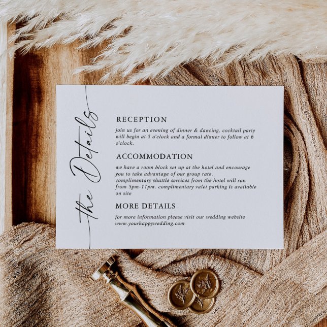 Elegant Minimalist Calligraphy Wedding Details Enclosure Card (Creator Uploaded)