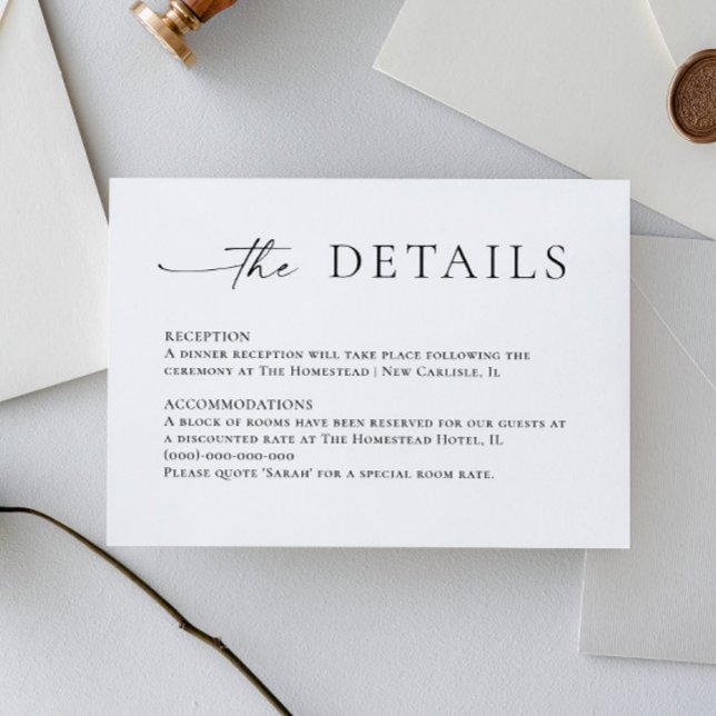 Elegant Minimalist Calligraphy Wedding Details Enclosure Card (Creator Uploaded)
