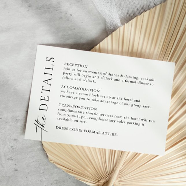 Elegant Minimalist Calligraphy Wedding Details Enclosure Card (Creator Uploaded)
