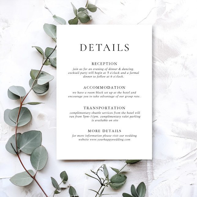 Elegant Minimalist Calligraphy Wedding Details Enclosure Card (Creator Uploaded)
