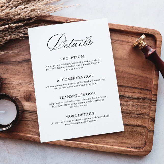 Elegant Minimalist Calligraphy Wedding Details Enclosure Card (Creator Uploaded)