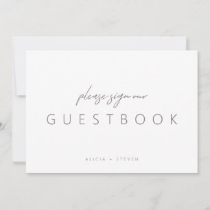 Elegant Minimalist Calligraphy Wedding Guest Book  Invitation