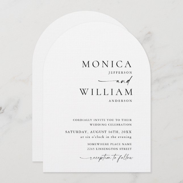 Elegant Minimalist Calligraphy Wedding Invitation (Front/Back)
