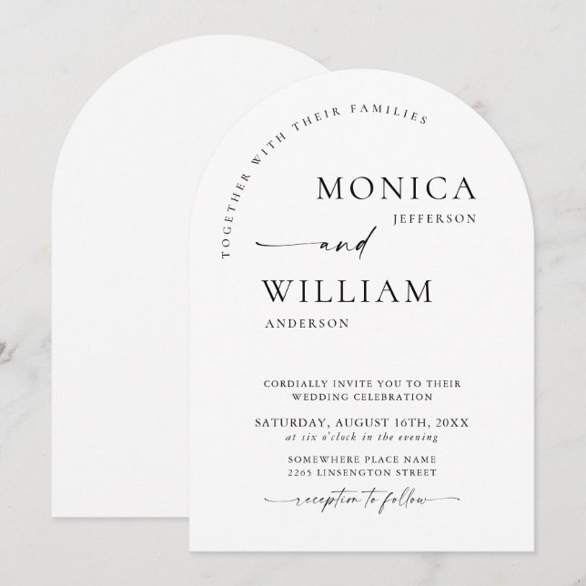 Elegant Minimalist Calligraphy Wedding Invitation (Front/Back)