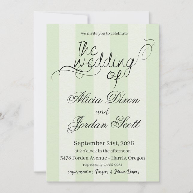 Elegant Minimalist Calligraphy Wedding Invitation (Front)