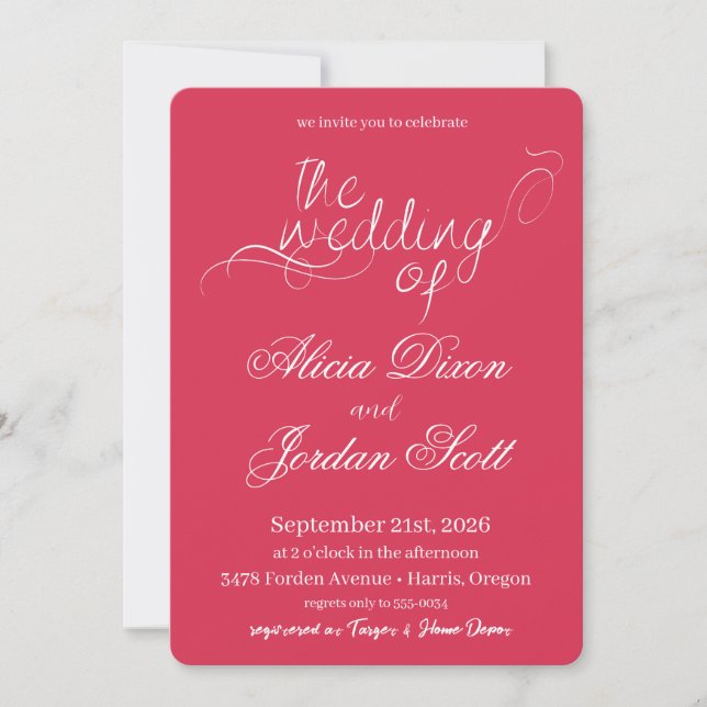 Elegant Minimalist Calligraphy Wedding Invitation (Front)