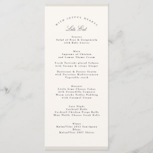 Elegant Minimalist Calligraphy Wedding Menu