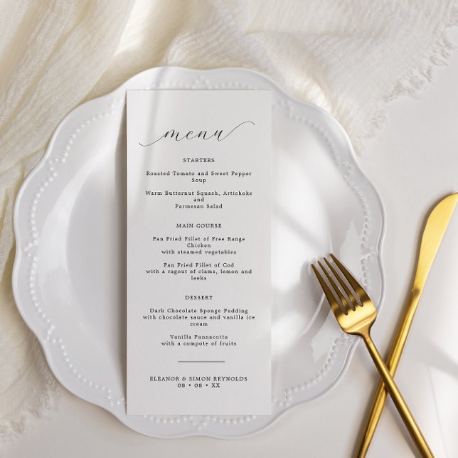 Elegant Minimalist Calligraphy Wedding Menu (Creator Uploaded)