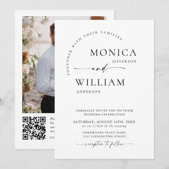 Elegant Minimalist Calligraphy Wedding One Photo Invitation (Front/Back)