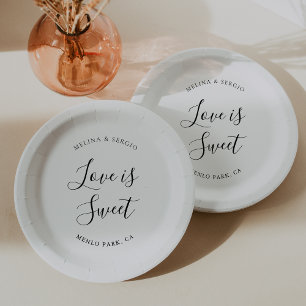 Elegant Minimalist Calligraphy Wedding Paper Plate