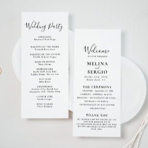 Elegant Minimalist Calligraphy Wedding  Program