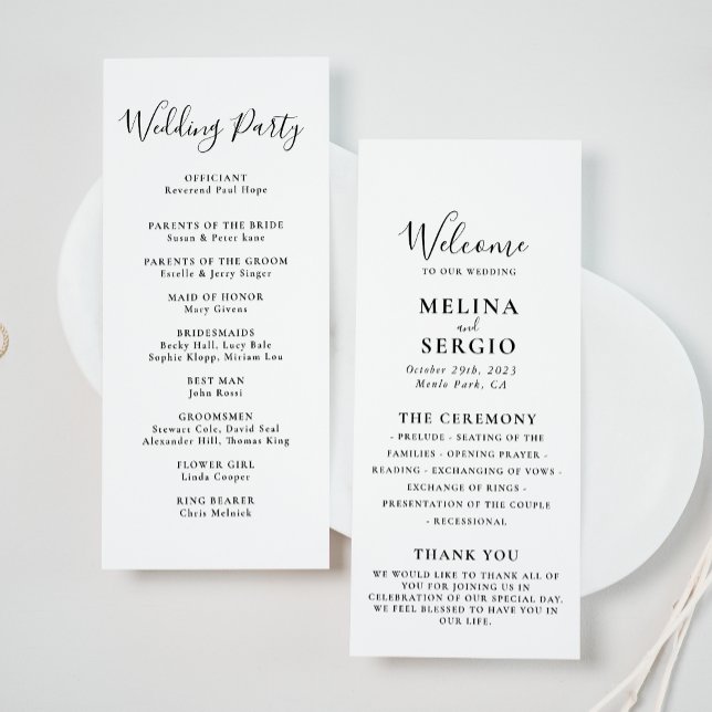 Elegant Minimalist Calligraphy Wedding  Program (Creator Uploaded)