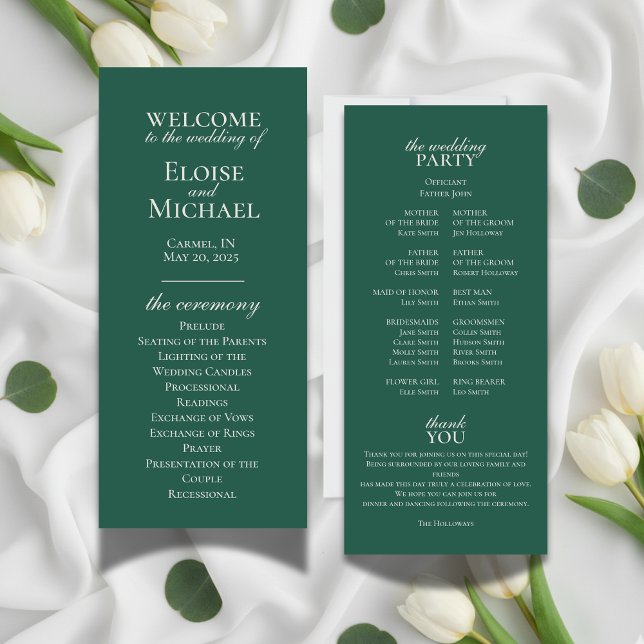Elegant Minimalist Calligraphy Wedding Program (This Sage Green Wedding Program features a clean, elegant layout with romantic calligraphy!)