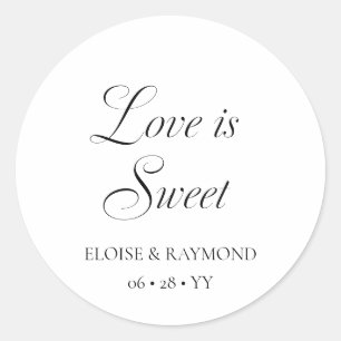Elegant Minimalist Calligraphy White Wedding Classic Round Sticker