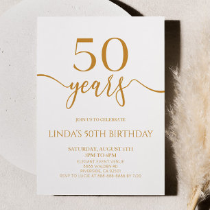 Elegant Minimalist Champagne 50th Birthday Party Invitation