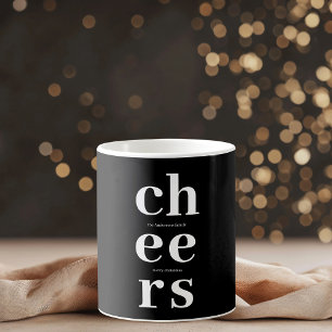 Elegant Minimalist Cheers Modern Black & White Coffee Mug