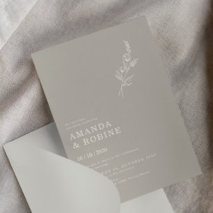 Elegant Minimalist Chic Leaves Flower Wedding Invitation