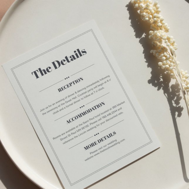 Elegant Minimalist Chic Wedding Details Enclosure Card (Creator Uploaded)