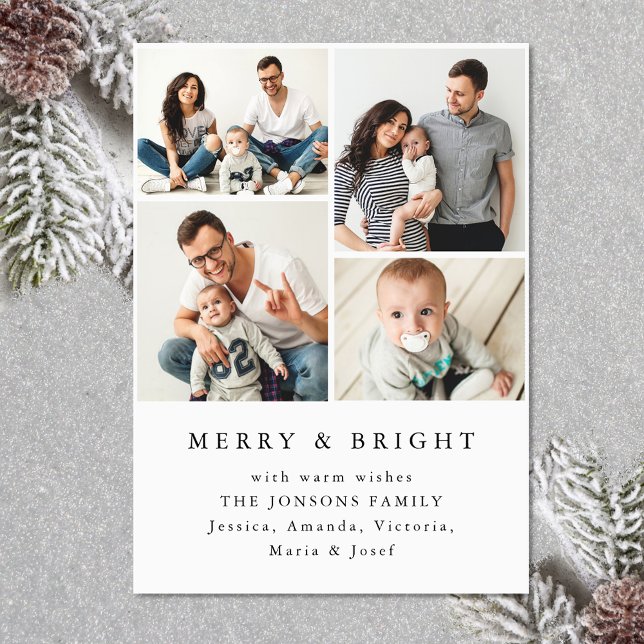 Elegant Minimalist Christmas 4 PHOTO Magnetic Card (Zazzle Elegant Minimalist Christmas 4 PHOTO Magnetic Card)