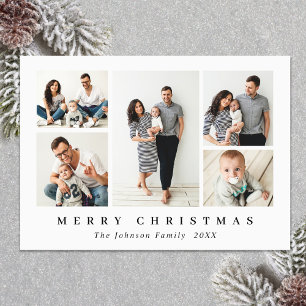 Elegant Minimalist Christmas 5 PHOTO Magnetic Card