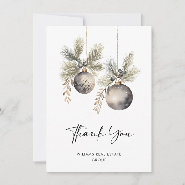Elegant Minimalist Christmas Corporate Company Thank You Card (Front)