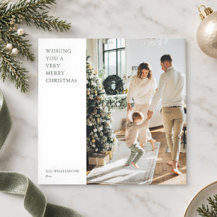 Elegant Minimalist Christmas Family Photo Square Holiday Card