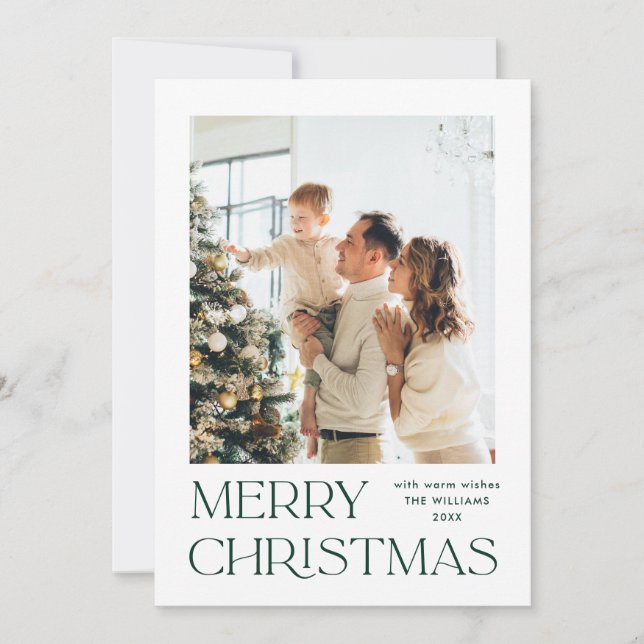 Elegant Minimalist Christmas Greeting 2 Photo Holiday Card (Front)