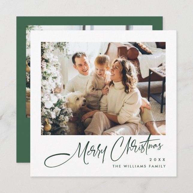 Elegant Minimalist Christmas Greeting 2 Photo Holiday Card (Front/Back)