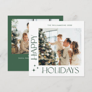 Elegant Minimalist Christmas Greeting 2 Photo Holiday Card