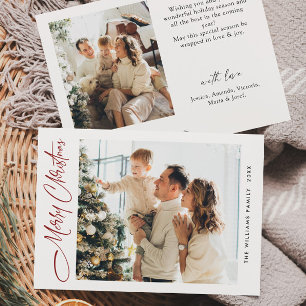 Elegant Minimalist Christmas Greeting 2 Photo Holiday Card