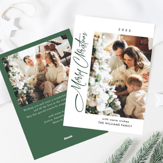 Elegant Minimalist Christmas Greeting 2 Photo Holiday Card (Creator Uploaded)