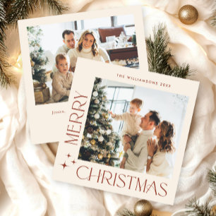 Elegant Minimalist Christmas Greeting 2 Photo Holiday Card