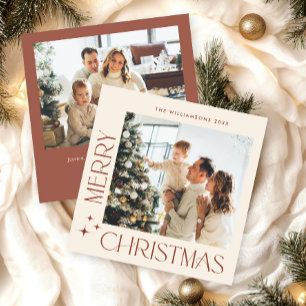 Elegant Minimalist Christmas Greeting 2 Photo Holiday Card