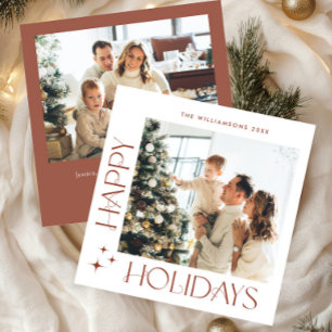 Elegant Minimalist Christmas Greeting 2 Photo Holiday Card