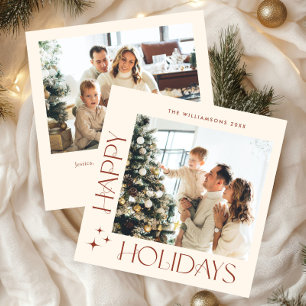 Elegant Minimalist Christmas Greeting 2 Photo Holiday Card